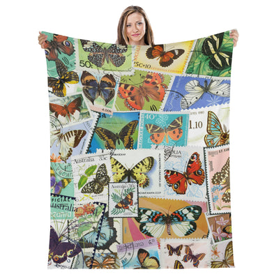 Traveling Butterfly Long Vertical Flannel Breathable Blanket