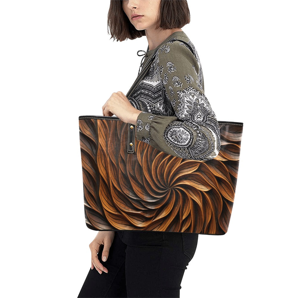 Feather PU Leather Tote Bag